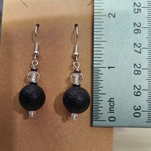 Lava Rock Earrings on Silver Hooks